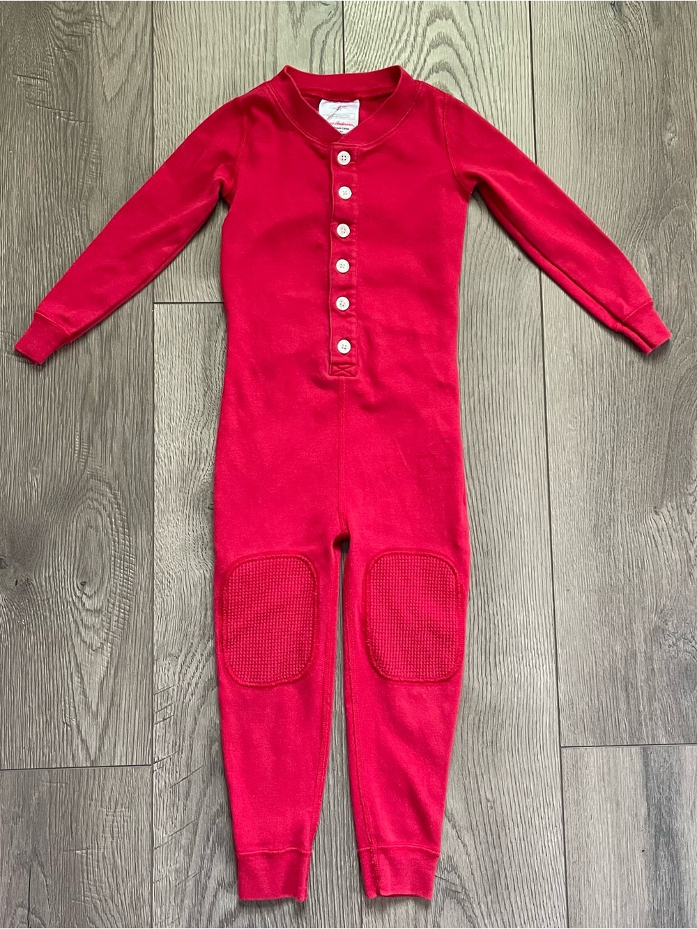 Hanna Andersson Red Organic Cotton Toddler Size 3 One Piece Union Suit Pajamas